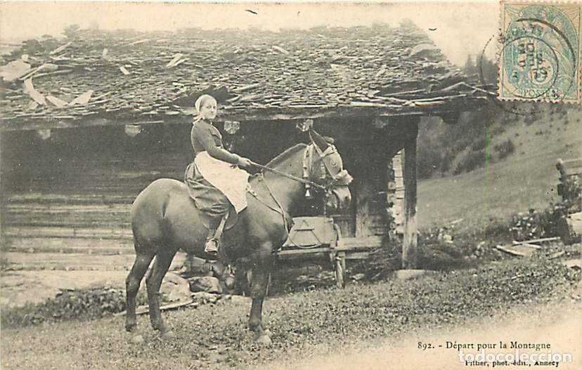 Cartes Postales: France - 73 - Savoie - D&eacute;part pour la Montagne - Anim&eacute;e - Chevaux - Oblit&eacute;ration ronde de 1905 - CPA