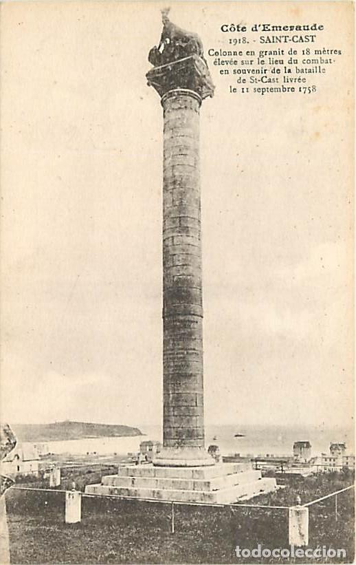 Cartoline: France - 22 - Saint Cast - Colonne en granit de 18 m&egrave;tres &eacute;lev&eacute;e sur le lieu du combat en souvenir d
