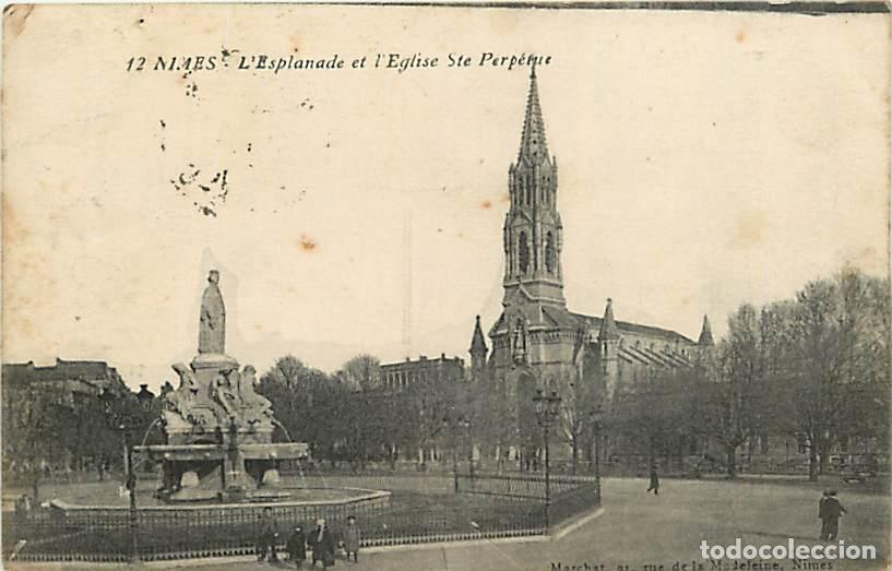 Cartoline: France - 30 - Nimes - L'Esplanade et l'Eglise Ste Perp&eacute;tue - Anim&eacute;e - CPA - Voir Scans Recto-Verso