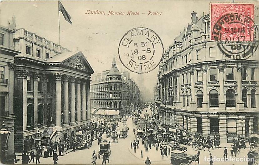 Postcards: Pays - Royaume-Uni - London - Londres - Mansion House - Poultry - Anim&eacute;e - CPA - Oblit&eacute;ration ronde