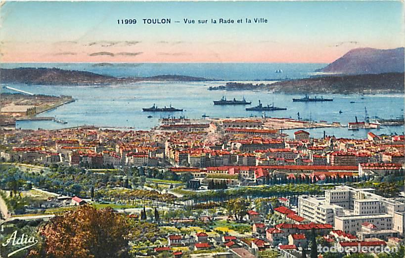 Postkarten: France - 83 - Toulon - Vue sur la Rade et la Ville - Coloris&eacute;e - CPA - Oblit&eacute;ration ronde de 1937 -