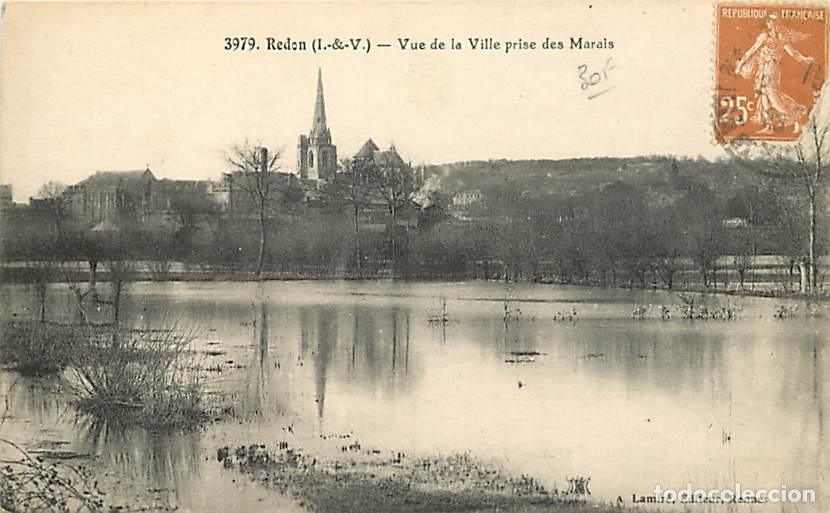 Postales: France - 35 - Redon - Vue de la Ville prise des Marais - CPA - Oblit&eacute;ration ronde de 1928 - Voir Sca