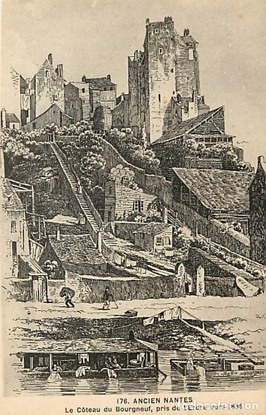 Postales: France - 44 - Nantes - Ancien Nantes - Le Coteau du Bourgneuf, pris de l'Erdre vers 1835 - Illustrat