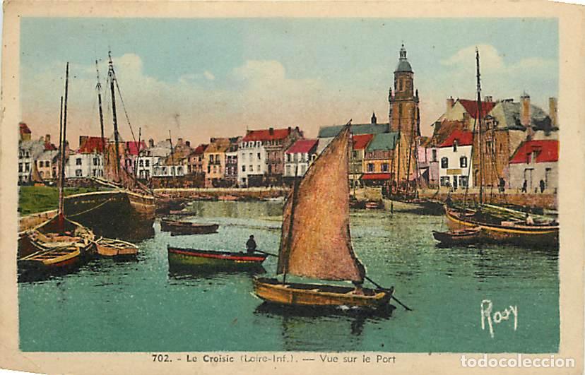 Postkarten: France - 44 - Le Croisic - Vue sur le Port - Coloris&eacute;e - CPA - Oblit&eacute;ration ronde de 1947 - Voir Sca