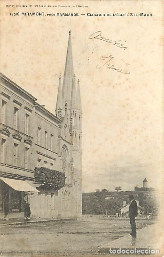 Cartoline: France - 47 - Miramont - Pr&egrave;s Marmande - Clocher de l'Eglise Sainte Marie - Anim&eacute;e - Pr&eacute;curseur - CP
