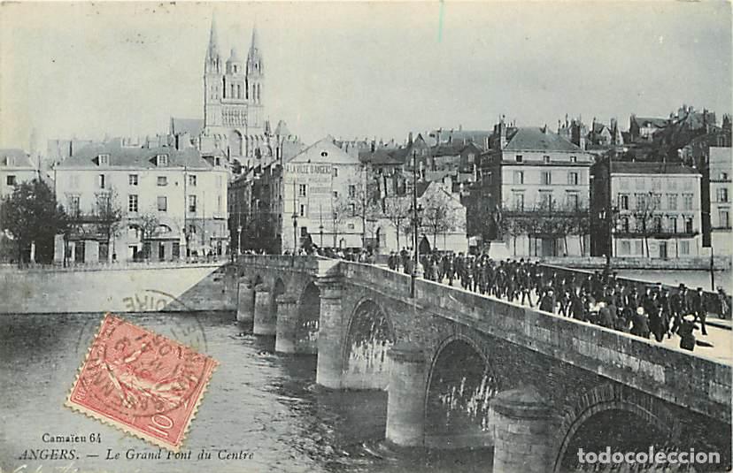 Postais: France - 49 - Angers - Le Grand Pont du Centre - Anim&eacute;e - Correspondance - CPA - Oblit&eacute;ration ronde