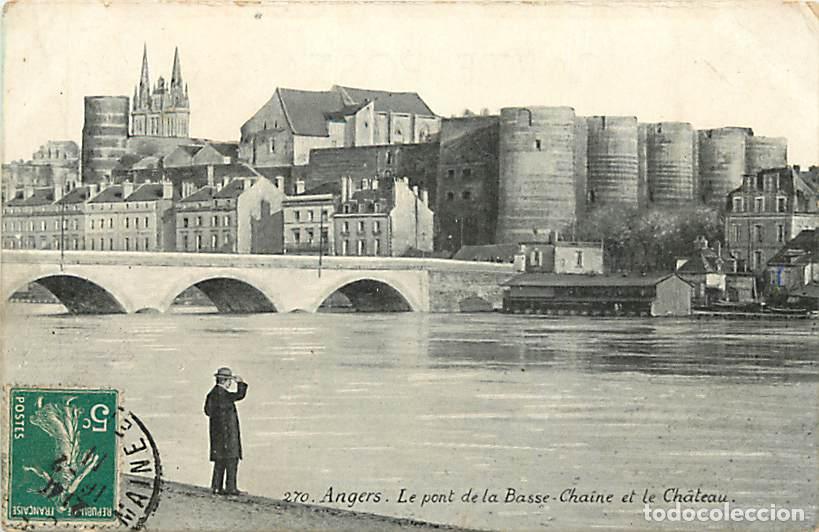 Postais: France - 49 - Angers - Le pont de la Basse Chaine et le Ch&acirc;teau - Anim&eacute;e - CPA - Oblit&eacute;ration ronde