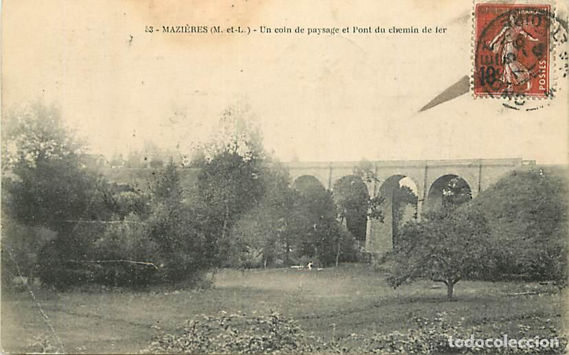 Postales: France - 49 - Mazi&egrave;res - Un coin de paysage et Pont du chemin de fer - Correspondance - CPA - Oblit&eacute;