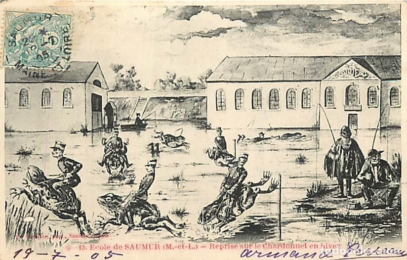 Postales: France - 49 - Saumur - Ecole de Saumur - Reprise sur le Chardonnet en hiver - Illustration - Le Cadr