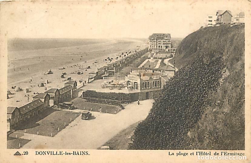 Cartoline: France - 50 - Donville les Bains - La plage et l'H&ocirc;tel de l'Ermitage - CPA - Oblit&eacute;ration ronde de 1