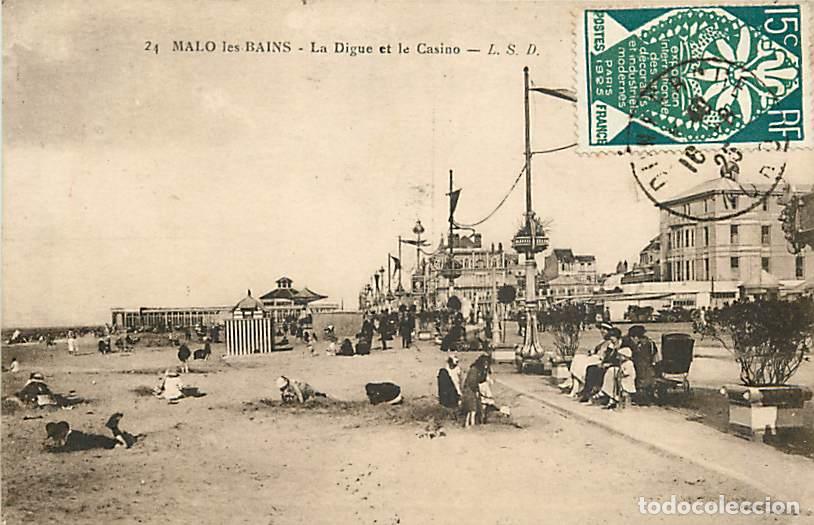 Cartes Postales: France - 59 - Malo les Bains - La Digue et le Casino - Anim&eacute;e - CPA - Oblit&eacute;ration ronde de 1925 - V