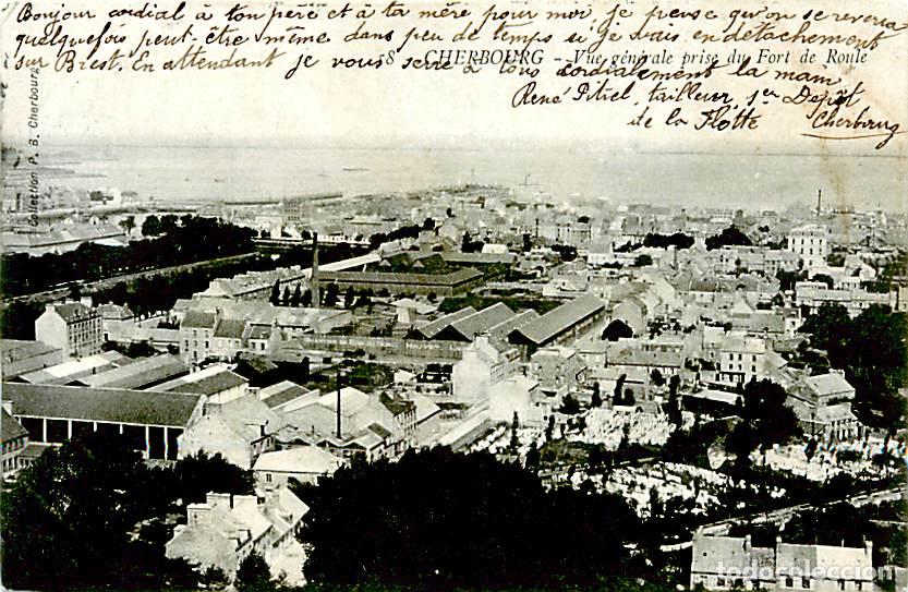 Cartes Postales: France - 50 - Cherbourg - Vue G&eacute;n&eacute;rale a&eacute;rienne prise du Fort de Roule - Correspondance - Chantier d