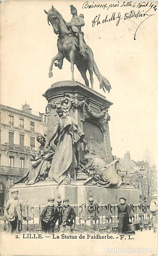 Cartes Postales: France - 59 - Lille - Statue de Faidherbe - Anim&eacute;e - Pr&eacute;curseur - CPA - Oblit&eacute;ration ronde de 1904 -