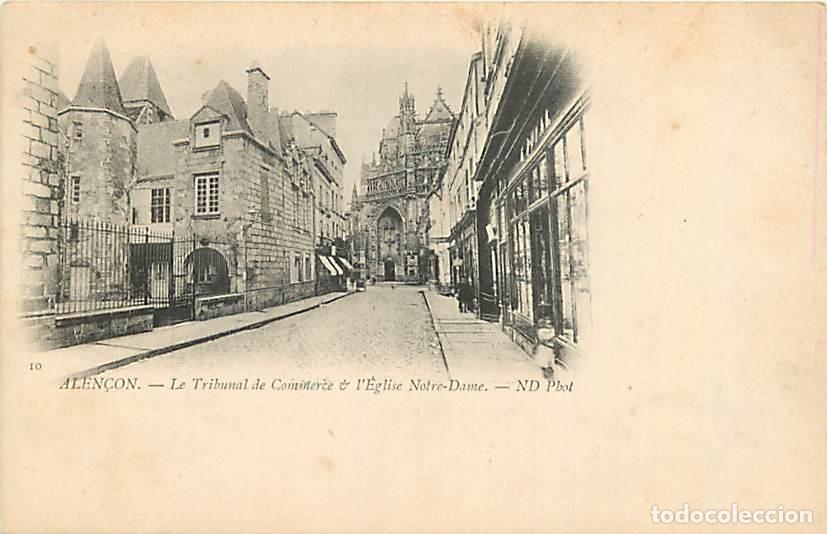 Cartes Postales: France - 61 - Alen&ccedil;on - Le Tribunal de Commerce et l'Eglise Notre-Dame - Pr&eacute;curseur - CPA - Voir Sca