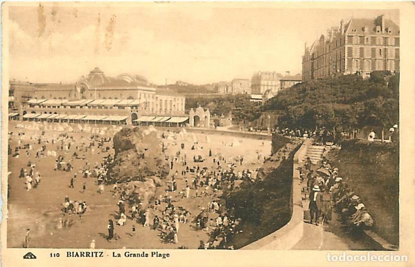 Postales: France - 64 - Biarritz - La Grande Plage - Anim&eacute;e - CPA - Oblit&eacute;ration ronde - Etat carte abim&eacute;e sur