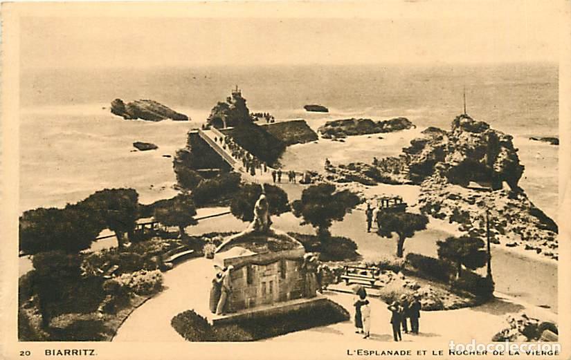 Postales: France - 64 - Biarritz - L'Esplanade et le Rocher de la Vierge - Anim&eacute;e - Carte venant d'un carnet -