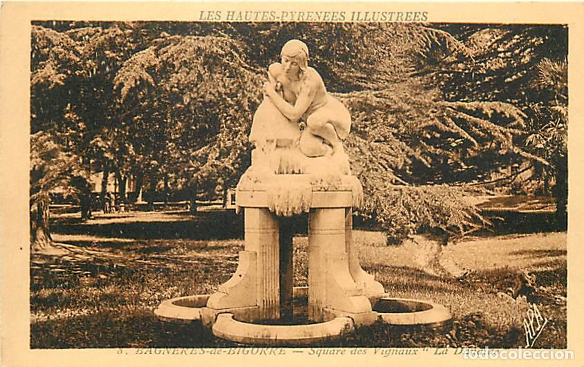 Postkarten: France - 65 - Bagn&egrave;res de Bigorre - Square des Vignaux - La Danaide - Correspondance - Statue de fem