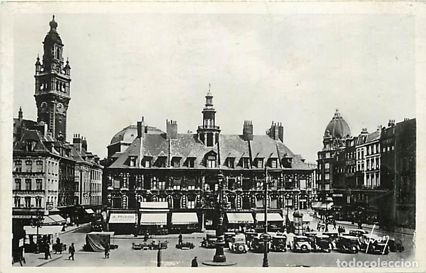 Postales: France - 59 - Lille - L'Ancienne Bourse et beffroi de la nouvelle - Anim&eacute;e - Automobiles - CPSM form