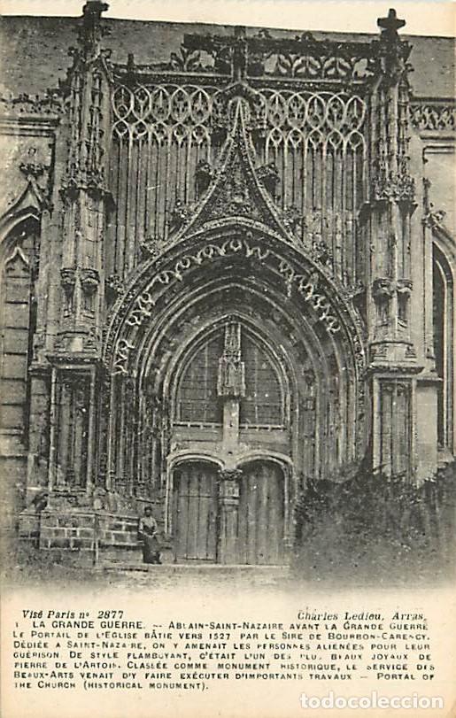 Postkarten: France - 62 - Ablain Saint nazaire - Le portail de l'Eglise avant la grande guerre - Anim&eacute;e - CPA -