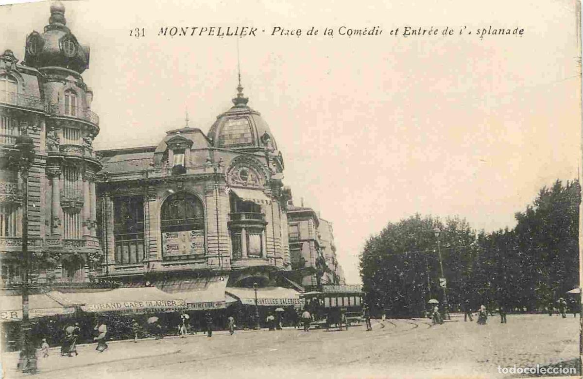 Postkarten: France - 34 - Montpellier - Place de la Com&eacute;die et entr&eacute;e de l'Esplanade - Anim&eacute;e - Correspondance -