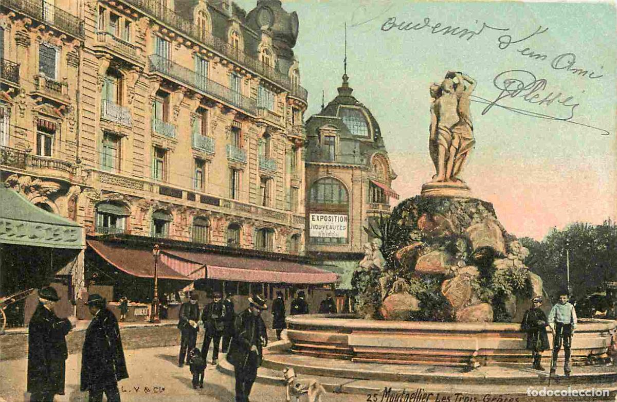 Postkarten: France - 34 - Montpellier - Les Trois Gr&acirc;ces - Anim&eacute;e - Coloris&eacute;e - Correspondance - CPA - Voyag&eacute;e e