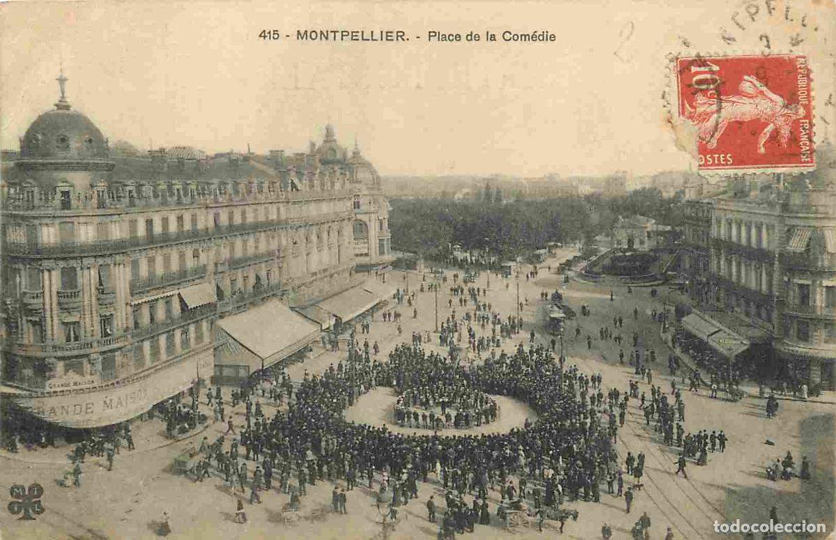 Postkarten: France - 34 - Montpellier - Place de la Com&eacute;die - Anim&eacute;e - Correspondance - CPA - Oblit&eacute;ration ronde