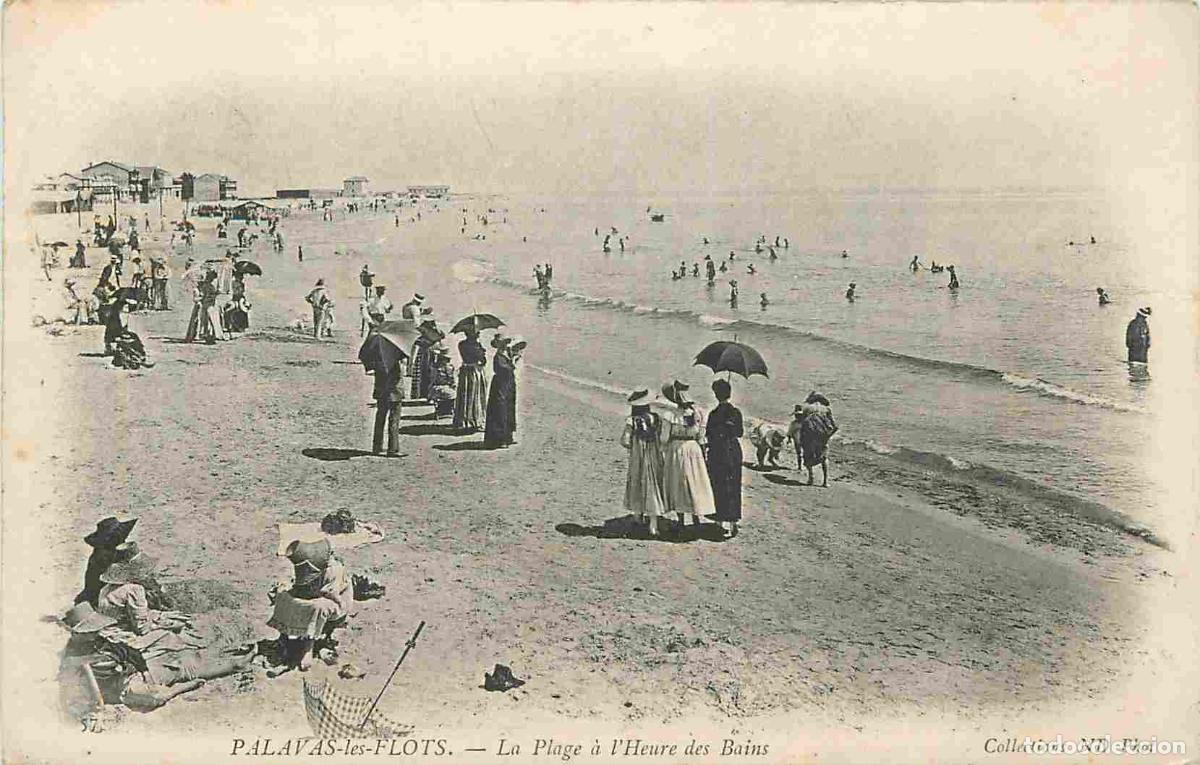 Postkarten: France - 34 - Palavas les Flots - La Plage &agrave; l'Heure des Bains - Anim&eacute;e - Pr&eacute;curseur - CPA - Oblit&eacute;r