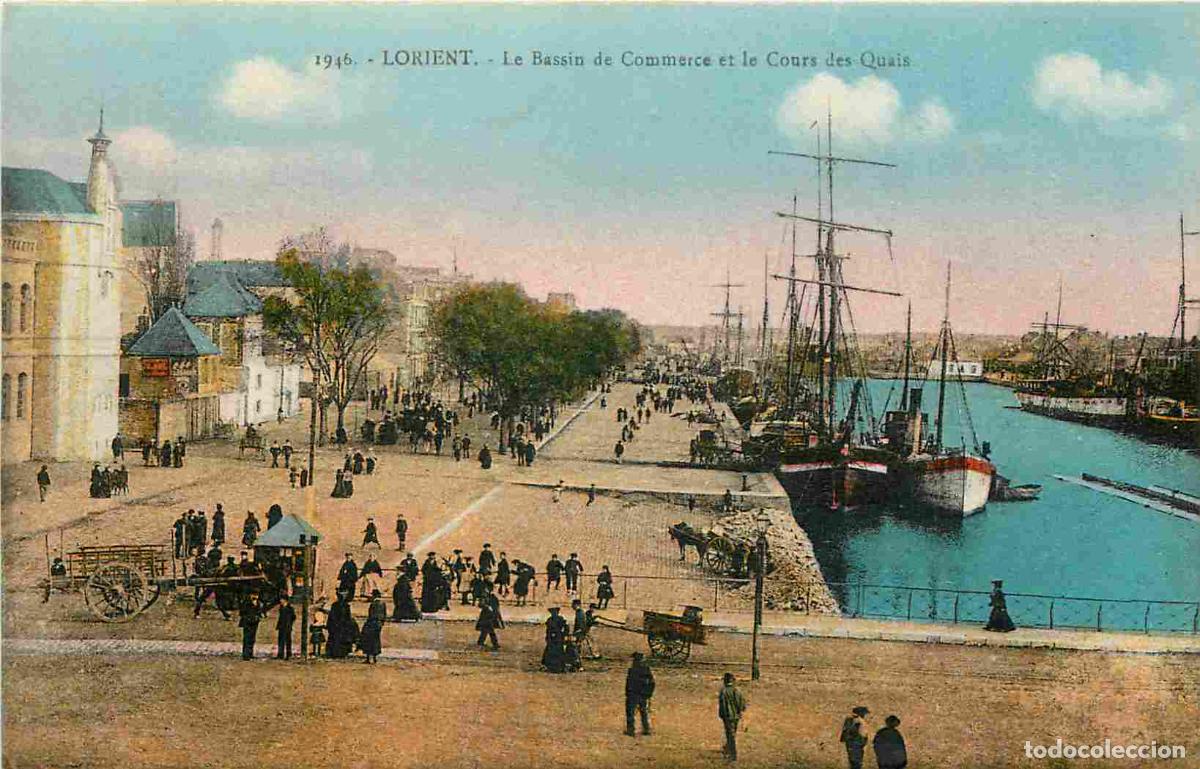 Postais: France - 56 - Lorient - Bassin de Commerce et le Cours des Quais - Anim&eacute;e - Coloris&eacute;e - Correspondan