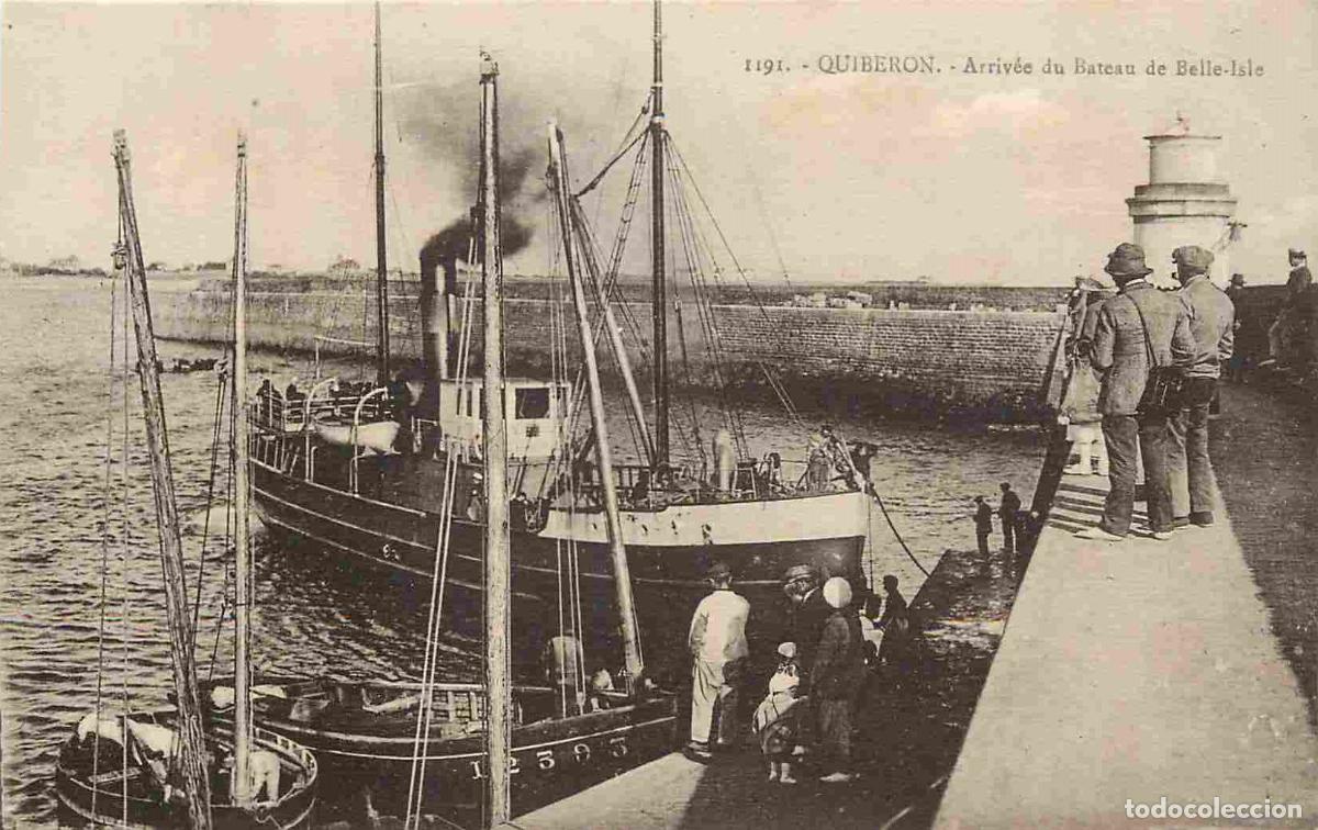 Cartoline: France - 56 - Presqu'Ile de Quiberon - Arriv&eacute;e du Bateau de Belle-lsle - Anim&eacute;e - CPA - Voir Scans R