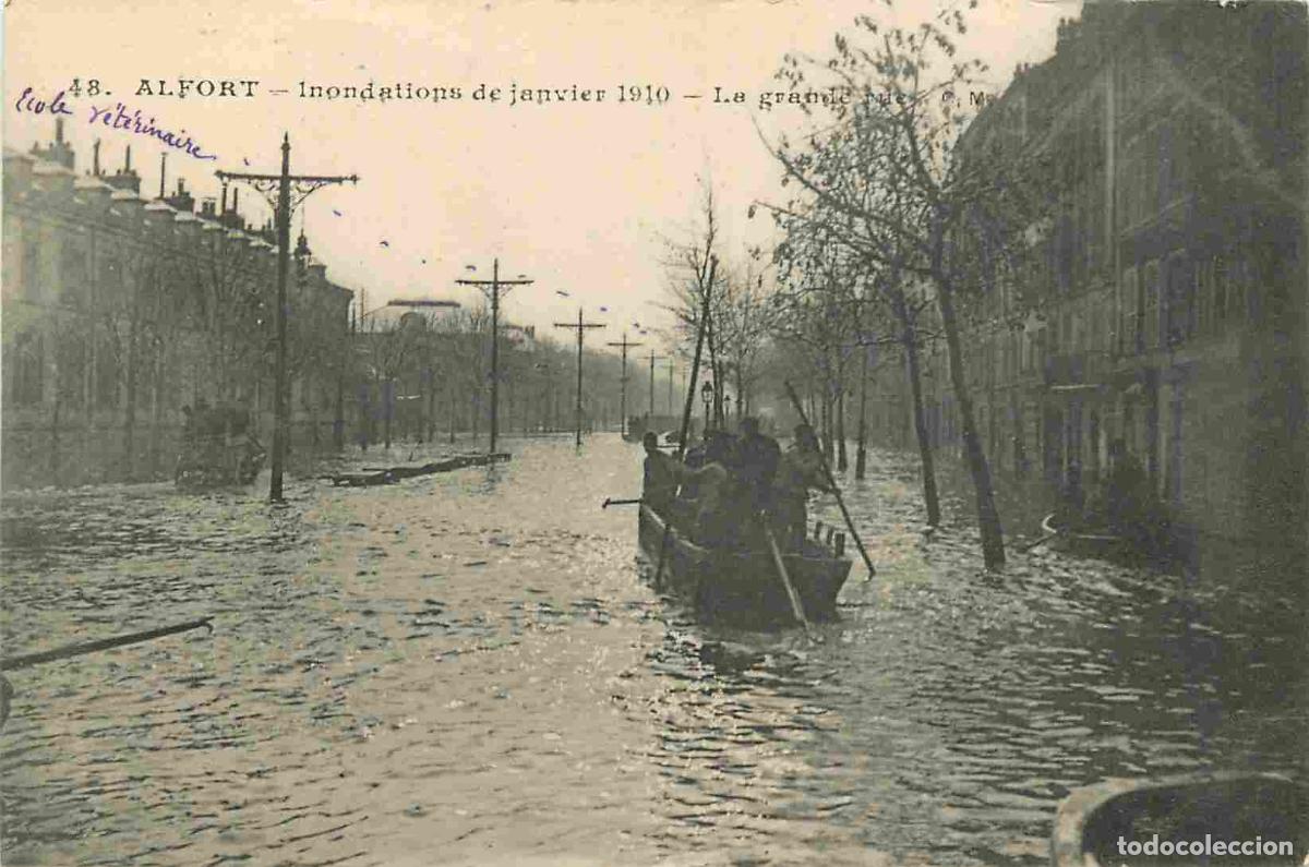 Postais: France - 94 - Maisons Alfort - Crue de la Seine de 1910 - La grande rue - Anim&eacute;e - Correspondance -