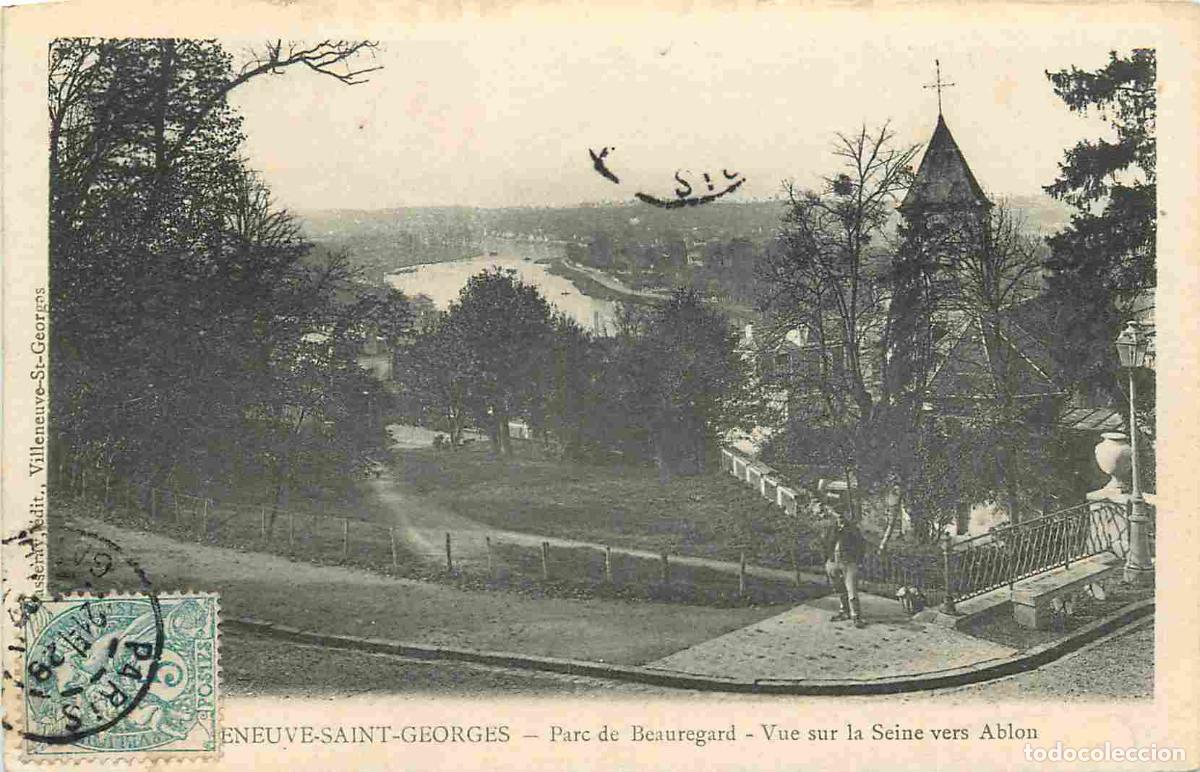 Cartoline: France - 94 - Villeneuve Saint Georges - Parc de Beauregard - Vue sur la Seine vers Ablon - Anim&eacute;e -