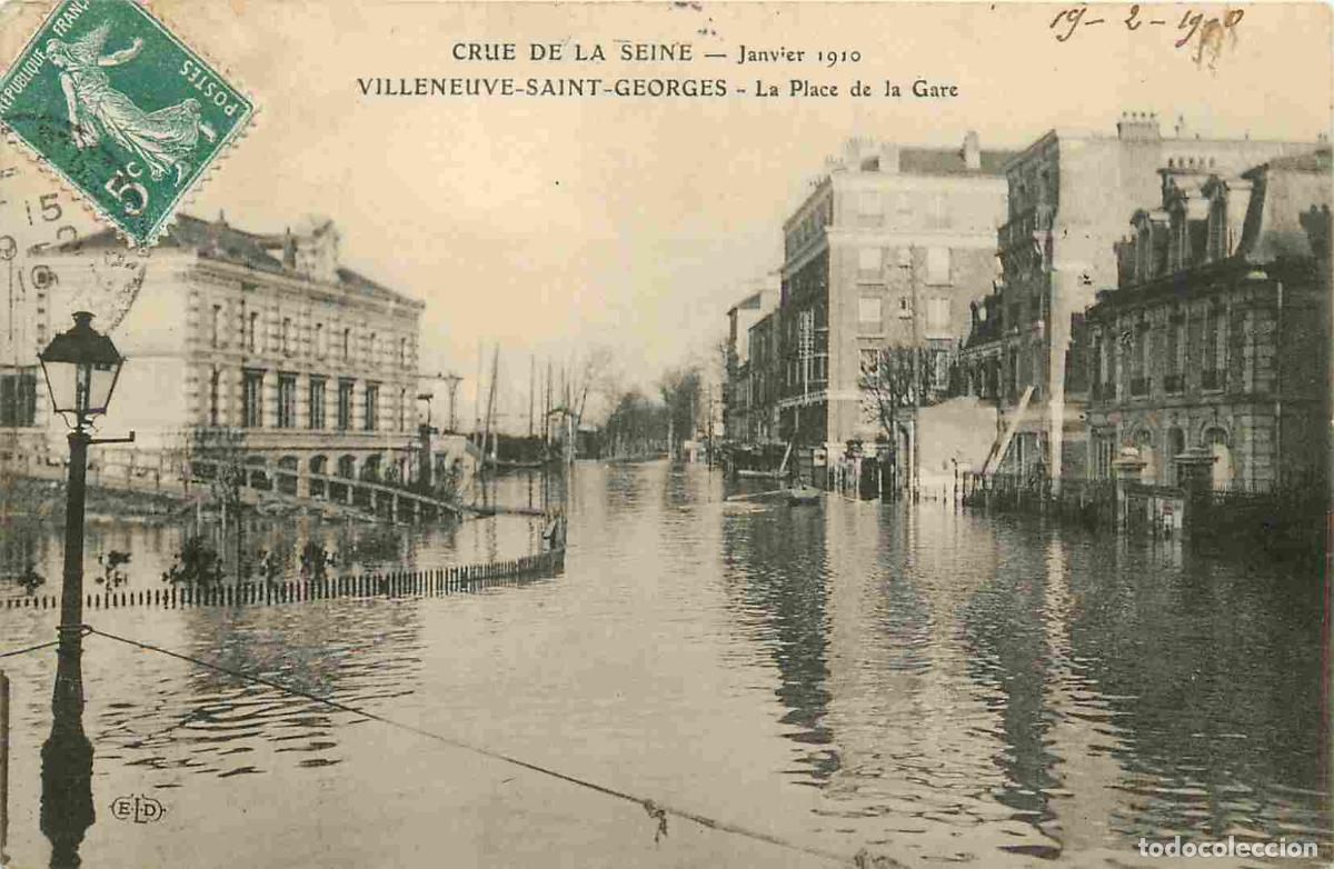 Cartoline: France - 94 - Villeneuve Saint Georges - Crue de la Seine de 1910 - La Place de la Gare - CPA - Obli