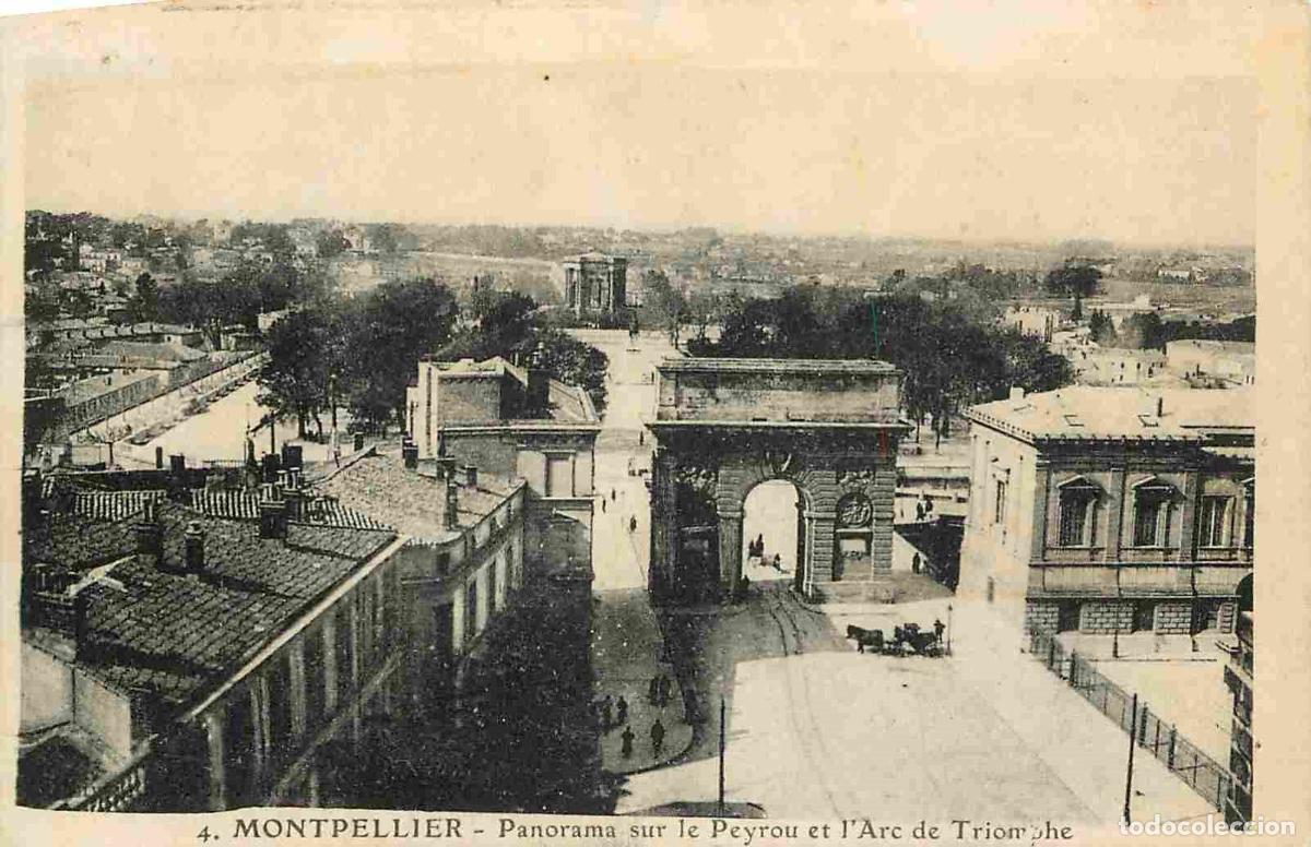 Cartoline: France - 34 - Montpellier - Panorama sur le Peyrou et l'Arc de Triomphe - Correspondance - CPA - Voi