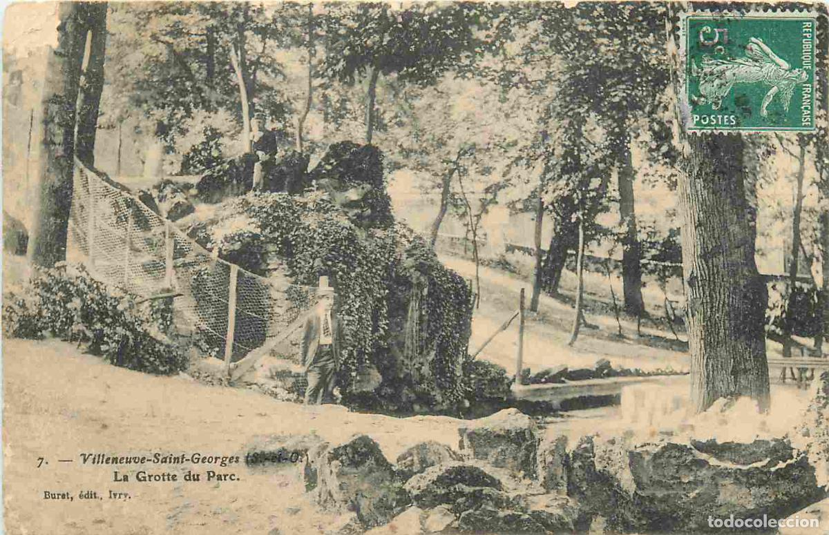 Cartes Postales: France - 94 - Villeneuve Saint Georges - La Grotte du Parc - Anim&eacute;e - CPA - Oblit&eacute;ration ronde de 19