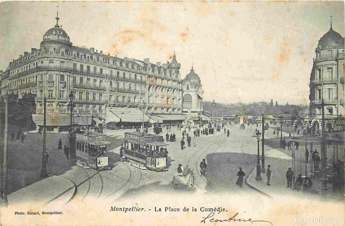 Cartes Postales: France - 34 - Montpellier - Place de la Com&eacute;die - Anim&eacute;e - Tramway - Pr&eacute;curseur - CPA - Oblit&eacute;ration
