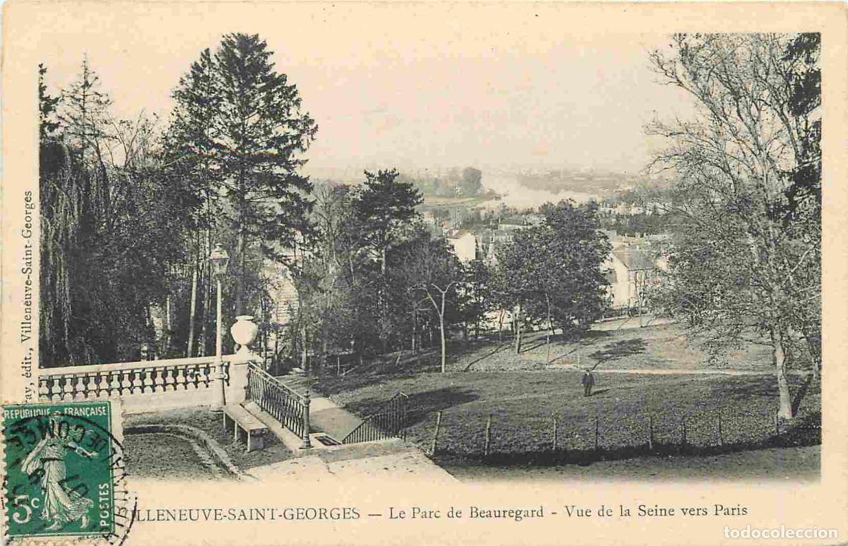 Cartes Postales: France - 94 - Villeneuve Saint Georges - Le Parc de Beauregard - Vue de la Seine vers Paris - Anim&eacute;e