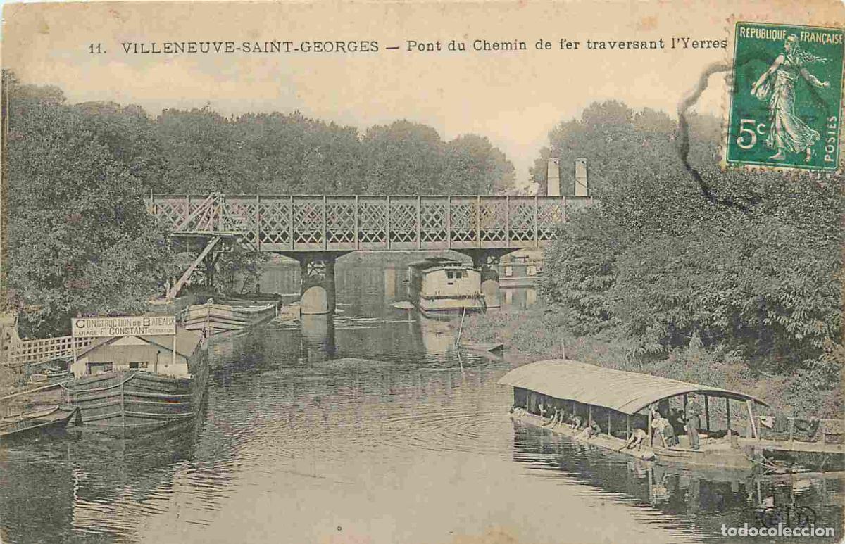 Cartes Postales: France - 94 - Villeneuve Saint Georges - Pont du Chemin de fer traversant l'Yerres - Lavoirs - Anim&eacute;