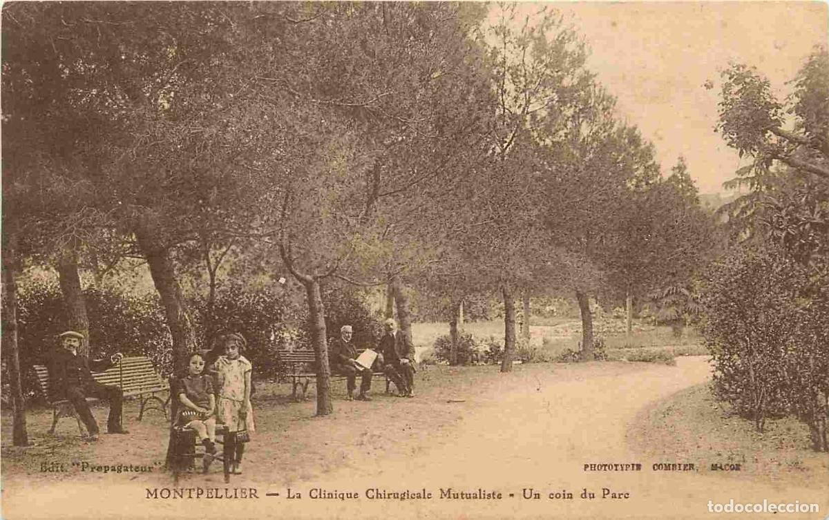 Cartes Postales: France - 34 - Montpellier - La Clinique Chirurgicale Mutualiste - Un coin du Parc - Anim&eacute;e - Corresp