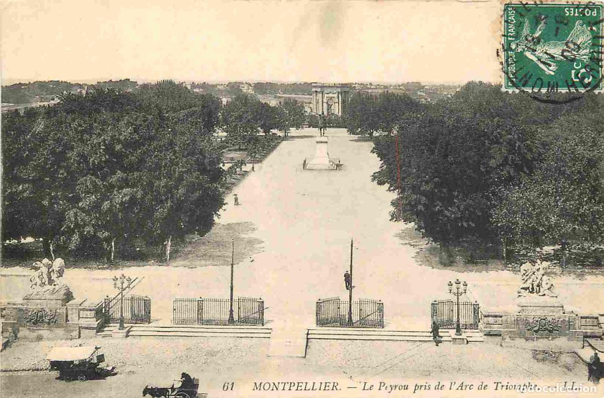 Postais: France - 34 - Montpellier - Le Peyrou pris de l'Arc de Triomphe - CPA - Oblit&eacute;ration ronde de 1909 -