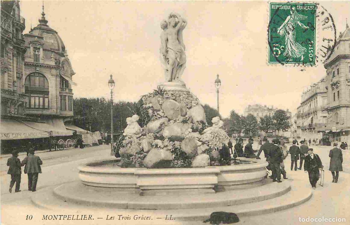 Postais: France - 34 - Montpellier - Les Trois Gr&acirc;ces - Anim&eacute;e - CPA - Oblit&eacute;ration ronde de 1909 - Voir Scan