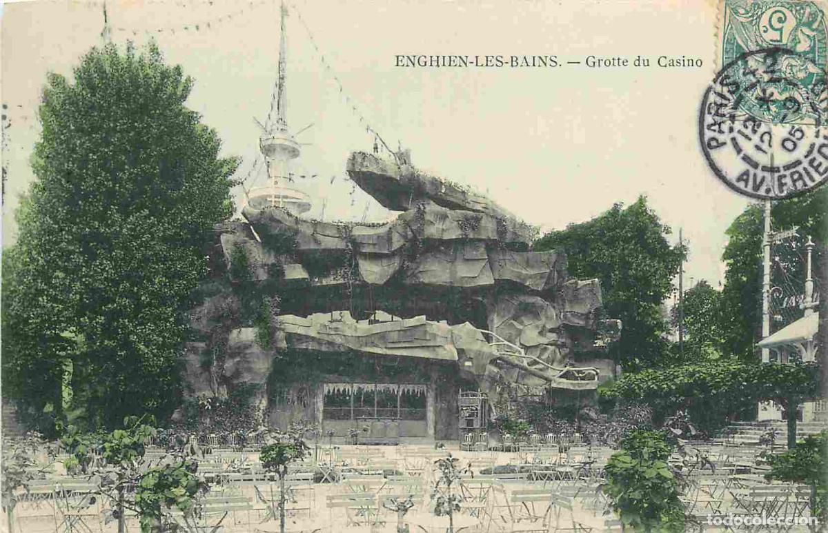 Postais: France - 95 - Enghien les Bains - Grotte du Casino - Coloris&eacute;e - CPA - Oblit&eacute;ration ronde de 1905 -