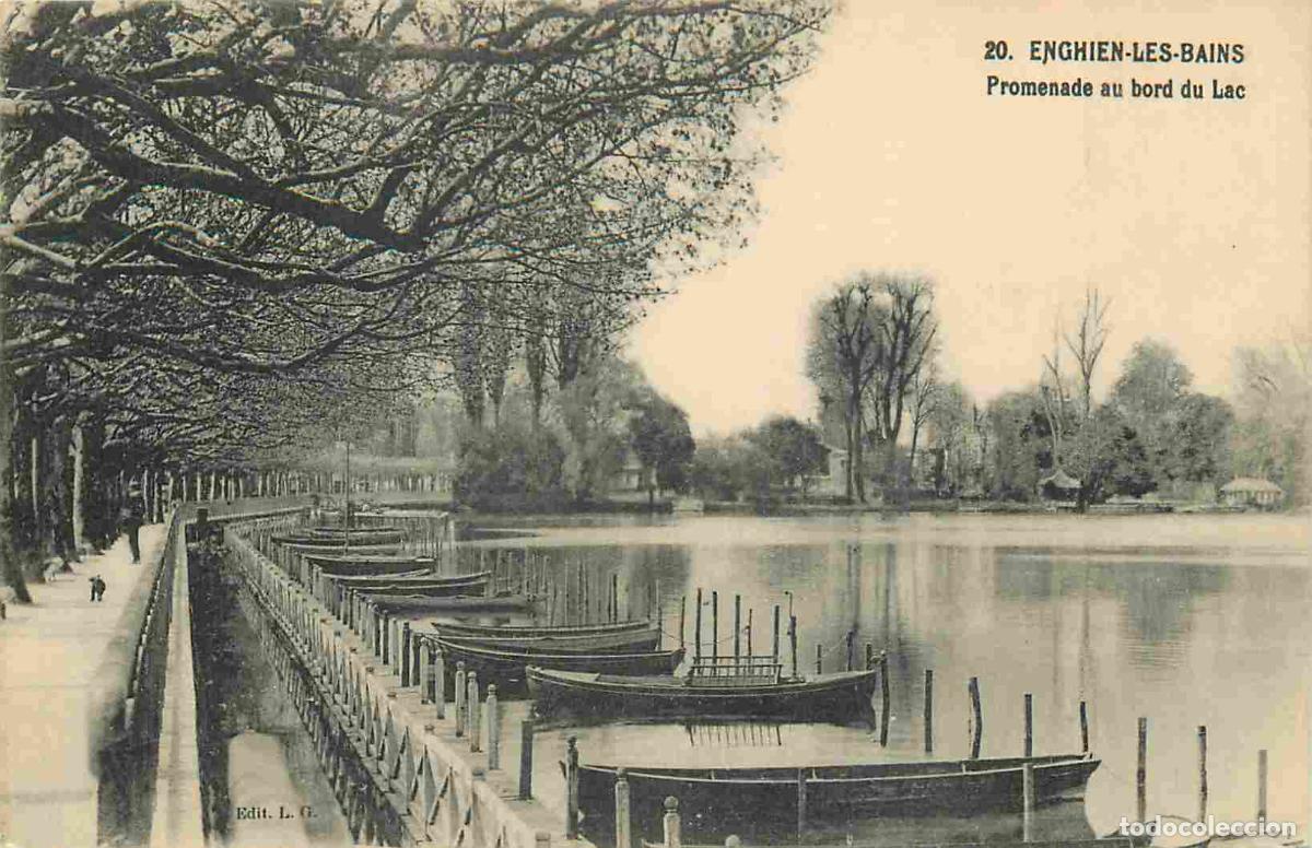 Postkarten: France - 95 - Enghien les Bains - Promenade au bord dn Lac - Anim&eacute;e - CPA - Oblit&eacute;ration ronde de 19