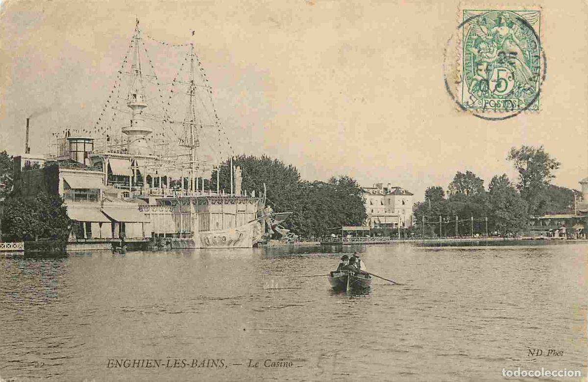 Postais: France - 95 - Enghien les Bains - Le Casino - Anim&eacute;e - Canotage - CPA - Oblit&eacute;ration ronde de 1907 -