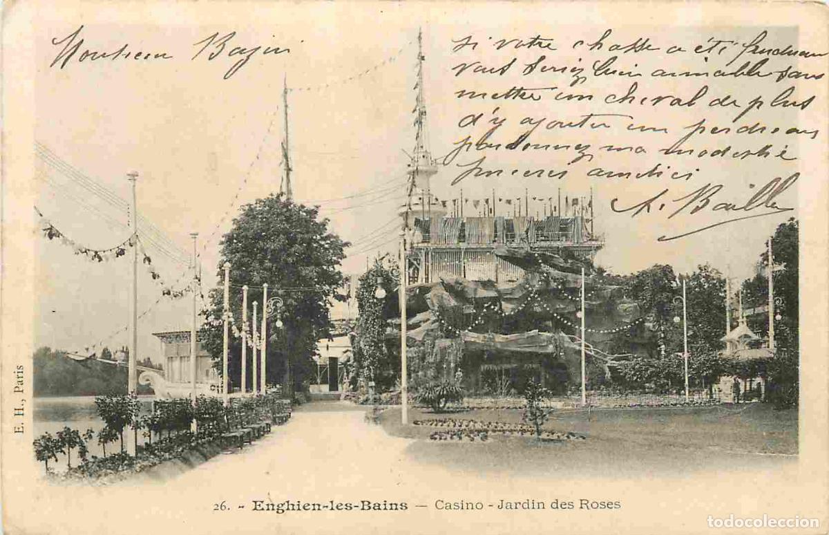 Postais: France - 95 - Enghien les Bains - Casino - Jardin des Roses - Pr&eacute;curseur - CPA - Oblit&eacute;ration ronde