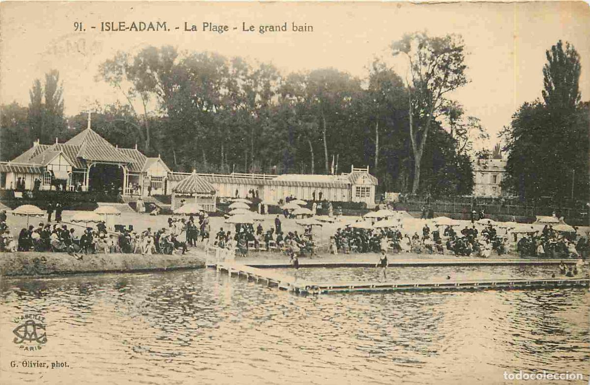 Postais: France - 95 - L'Isle Adam - La Plage - Le grand bain - Anim&eacute;e - Correspondance - CPA - Oblit&eacute;ration