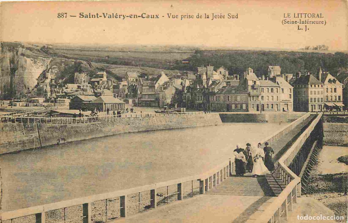 Postais: France - 76 - Saint Val&eacute;ry en Caux - Vue prise de la jet&eacute;e Sud - Anim&eacute;e - Correspondance - CPA - Voy