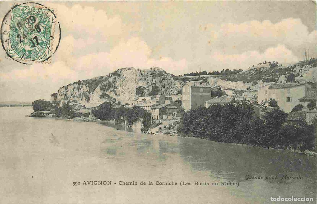 Postais: France - 84 - Avignon - Chemin de la Corniche - Les bords du Rhone - CPA - Oblit&eacute;ration ronde de 190