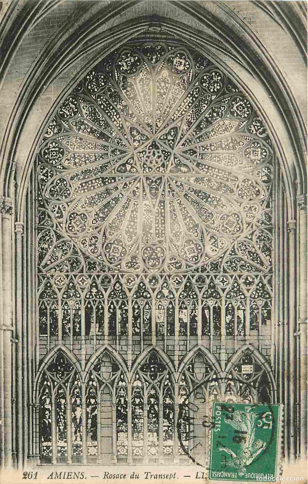 Postcards: France - 80 - Amiens - int&eacute;rieur de la Cath&eacute;drale Notre Dame - Rosace du Transept - Art Vitraux Reli