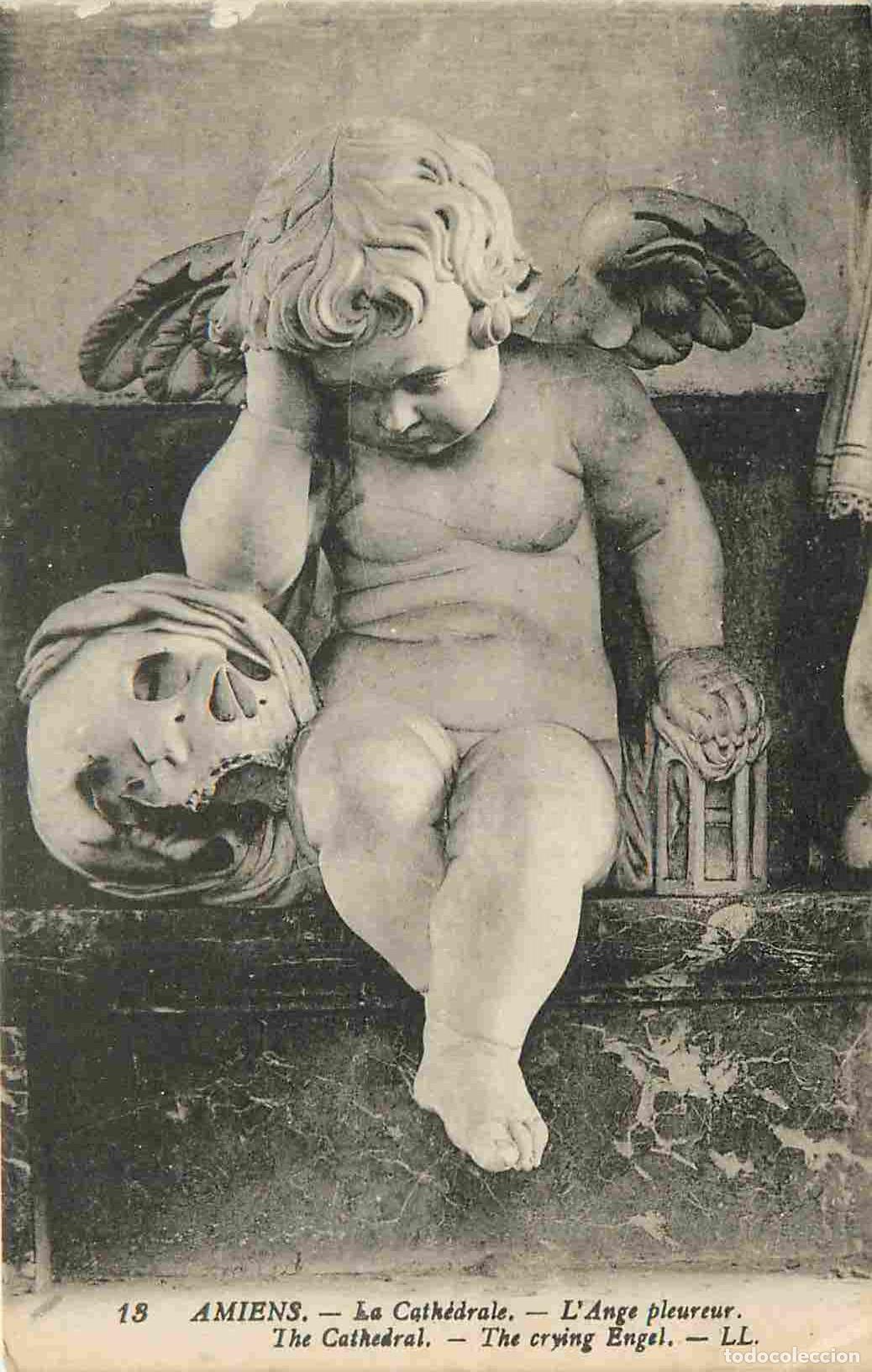 Postcards: France - 80 - Amiens - int&eacute;rieur de la Cath&eacute;drale Notre Dame - L'Ange pleureur - Art Religieux - CPA