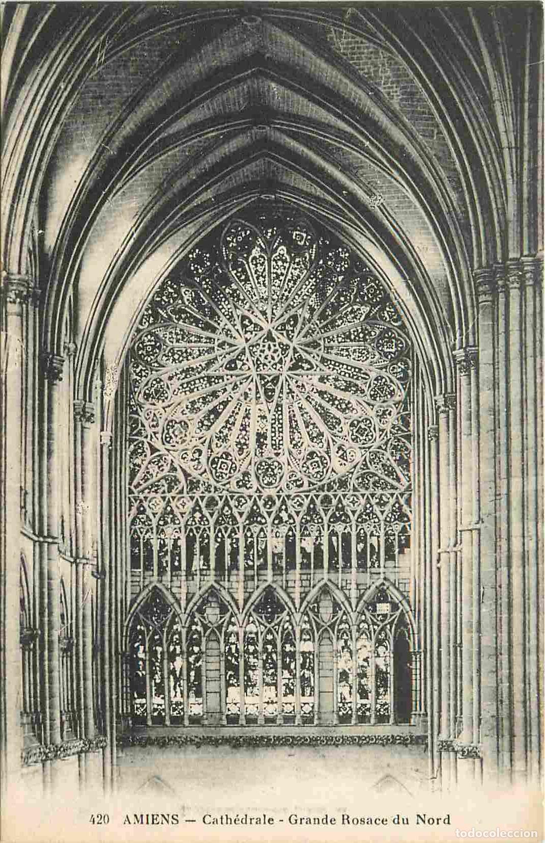 Postcards: France - 80 - Amiens - int&eacute;rieur de la Cath&eacute;drale Notre Dame - Rosace Nord - Art Vitraux Religieux -